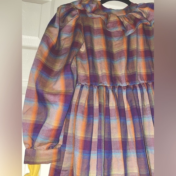 YSL Vintage Plaid Ruffle Neck Dress - Picture 4 of 9